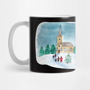 Family walking in winter clothes Mug